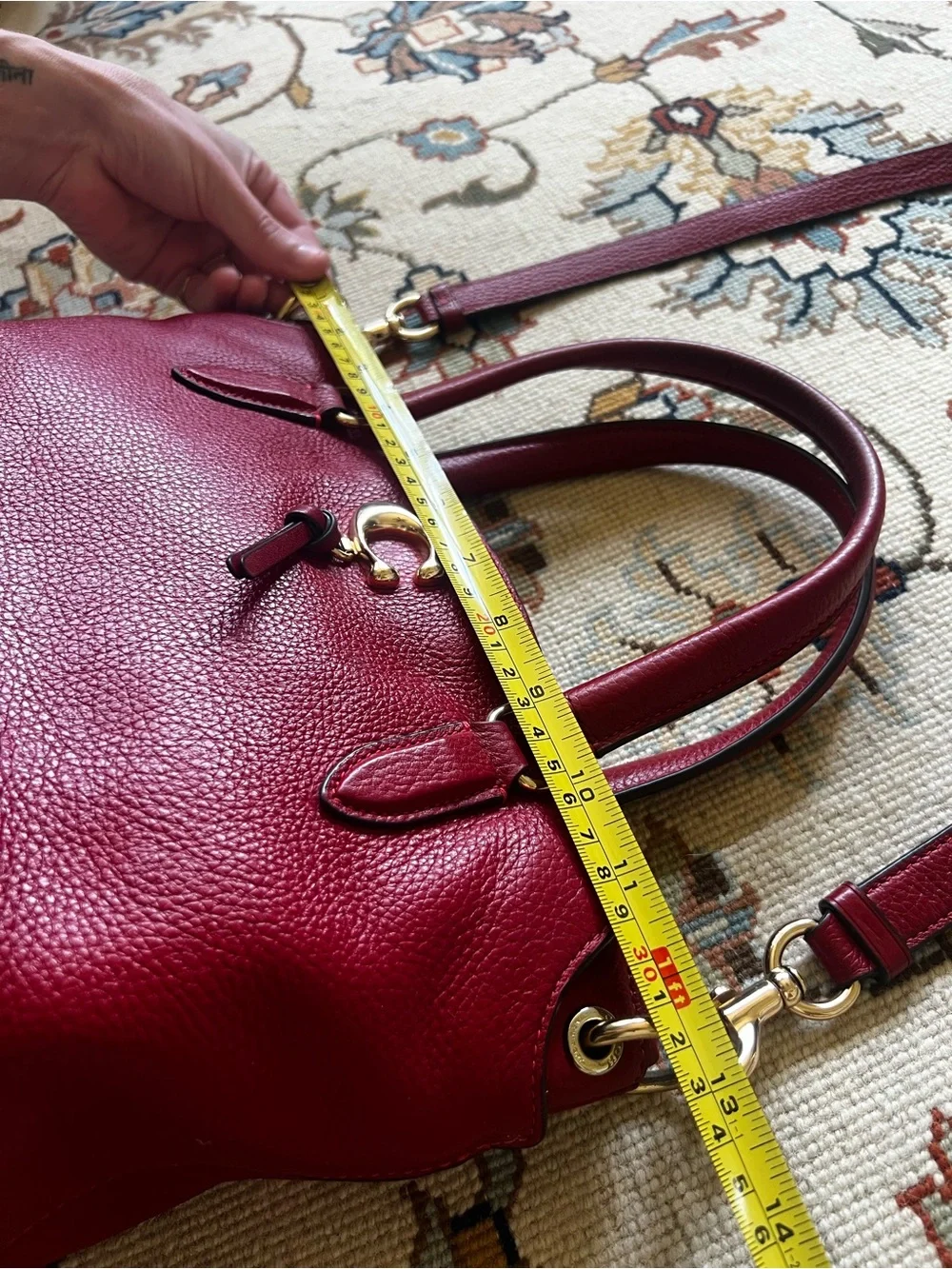 Coach Pebbled Leather Remi Satchel in Red with Detachable Strap
